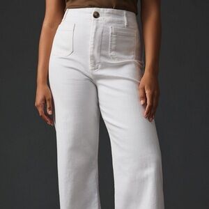 Anthropologie White Flare Wide Leg Jeans